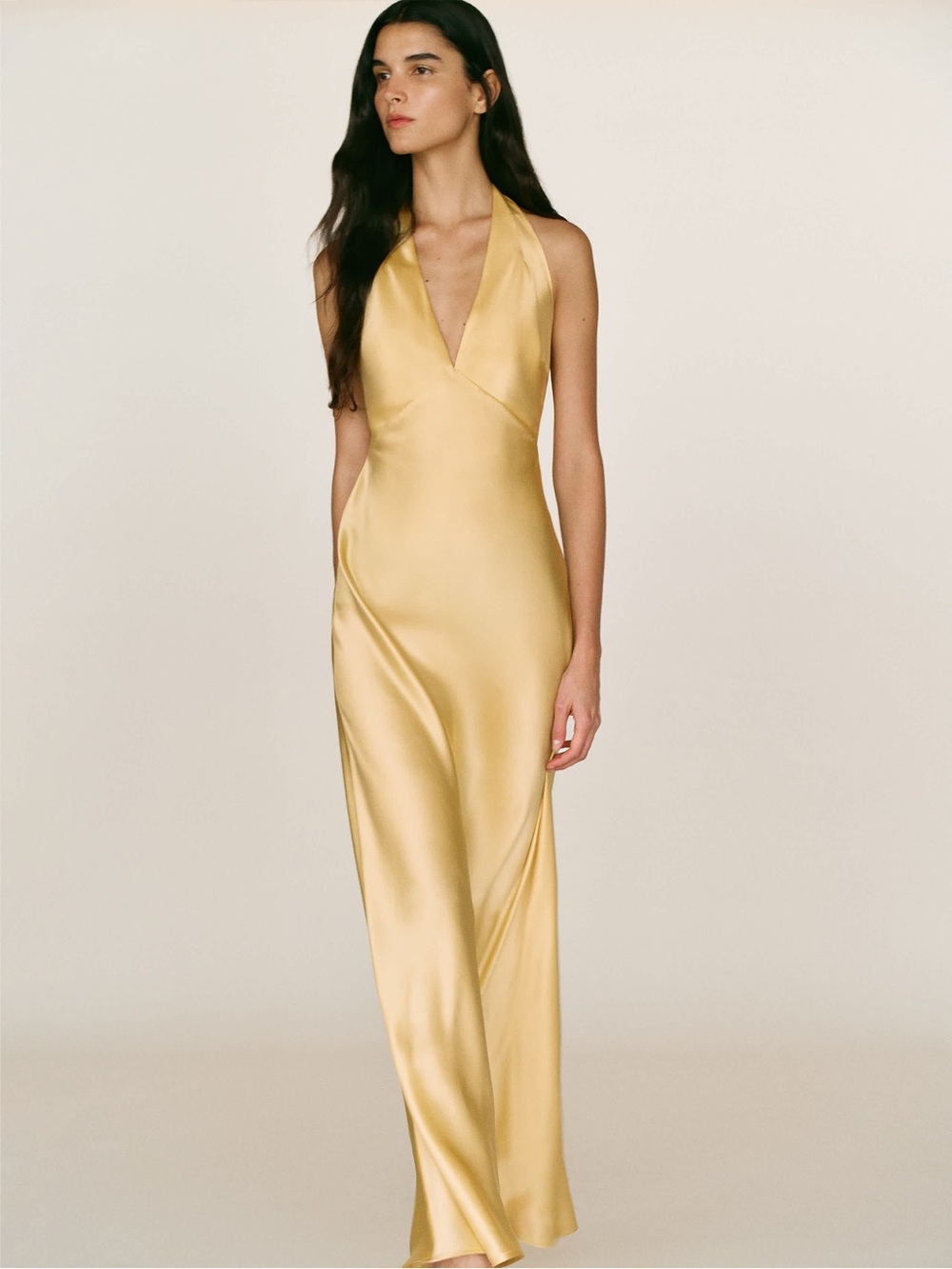 REFORMATION Daniela Silk Dress in Yellow